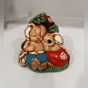 Vintage Babes Bunny Rabbit woodlander Mereside handpainted stoneware Collectible